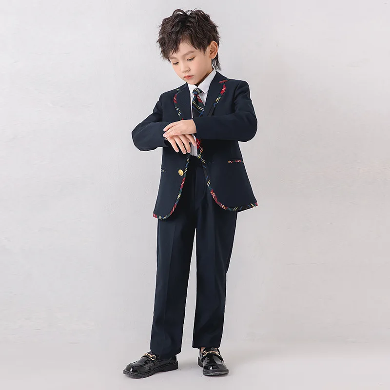Boys School Uniform Girls Jacket Plaid Skirt Suits Children Formal Dress Toddler Student Clothes Sets Kids British Class Outfits - Image 4