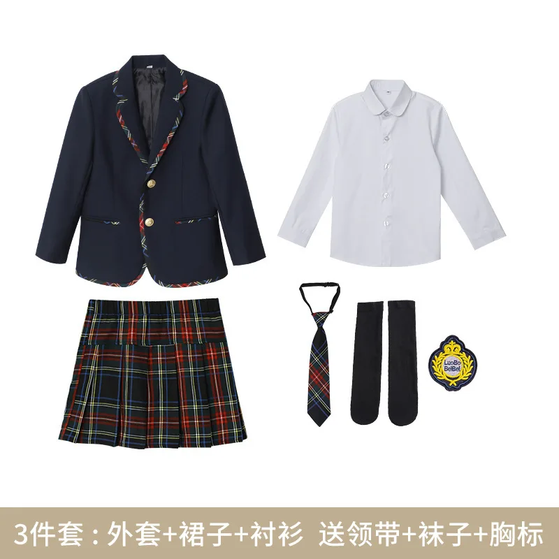 Boys School Uniform Girls Jacket Plaid Skirt Suits Children Formal Dress Toddler Student Clothes Sets Kids British Class Outfits - Image 3